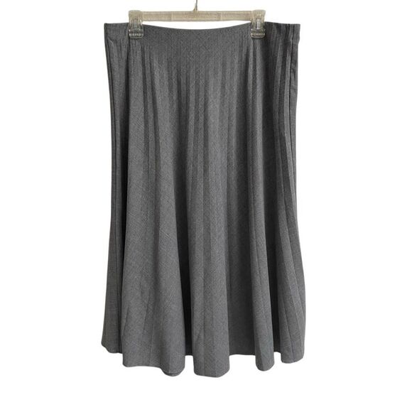 J. Crew wool blend soft pleat midi skirt women’s L gray pull on - Picture 1 of 5